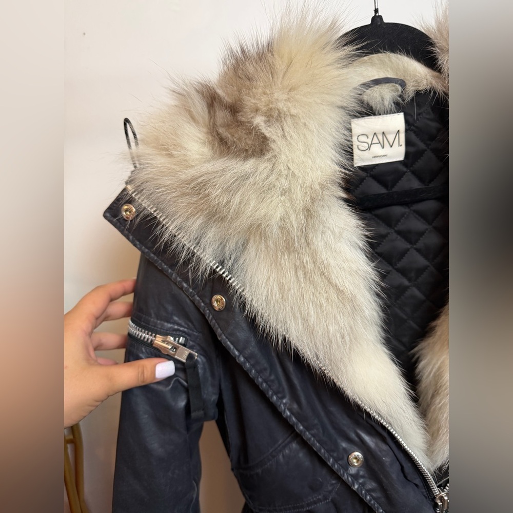 SAM. New York Rare Early 2010s Layered Parka with Genuine Finnish White Fox Fur - Picture 10 of 17